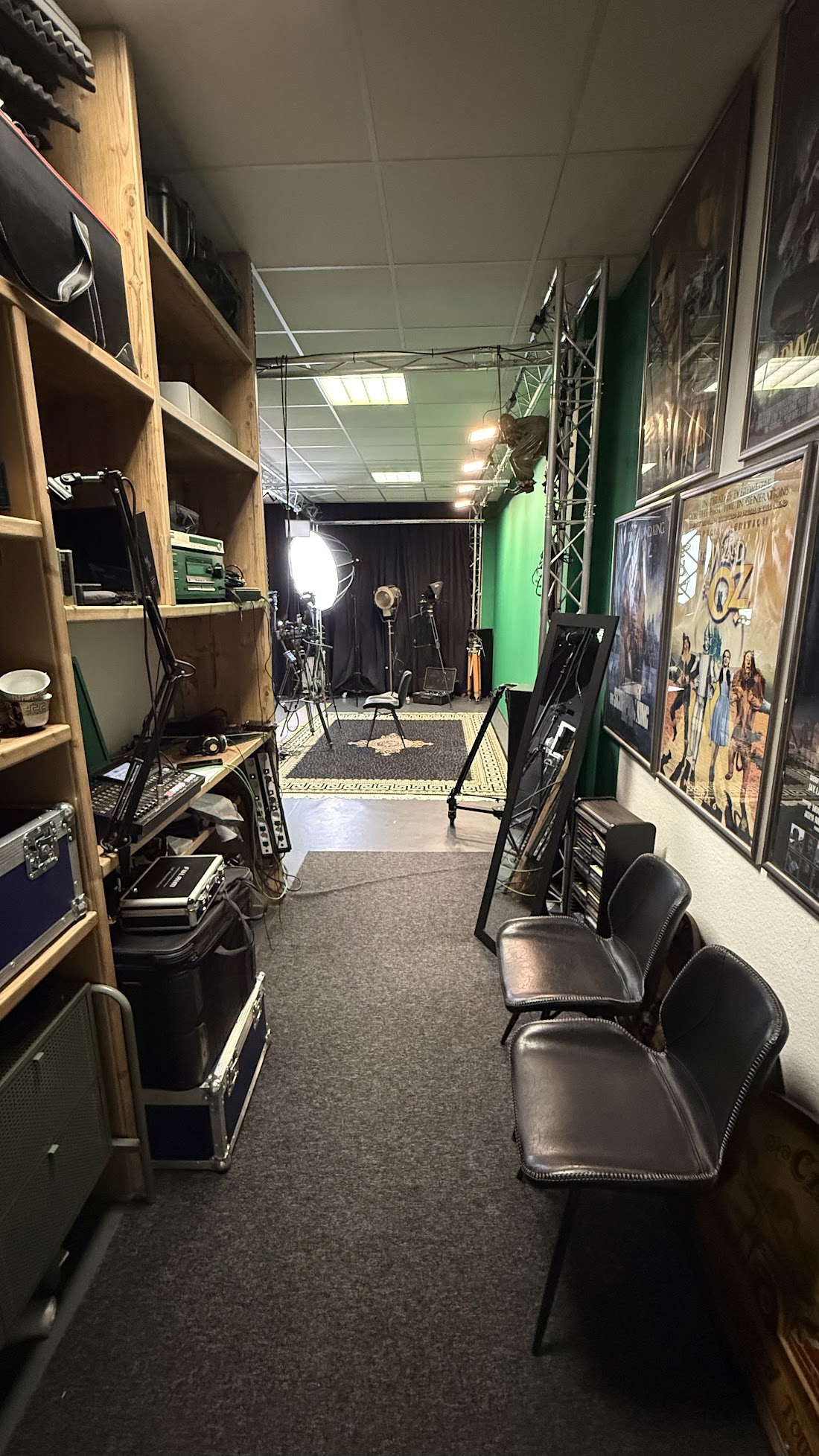 Equipment corridor and backstage area