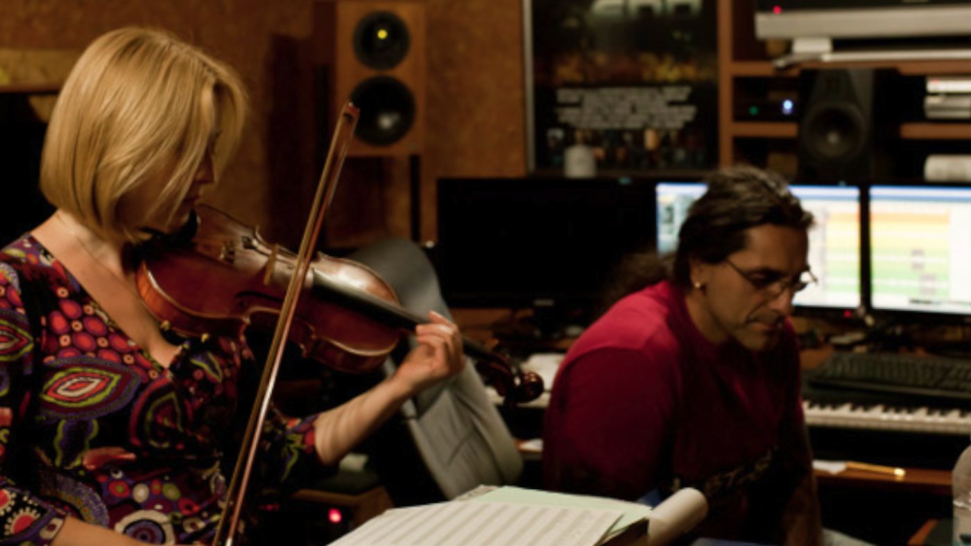 Recording session with a violinist